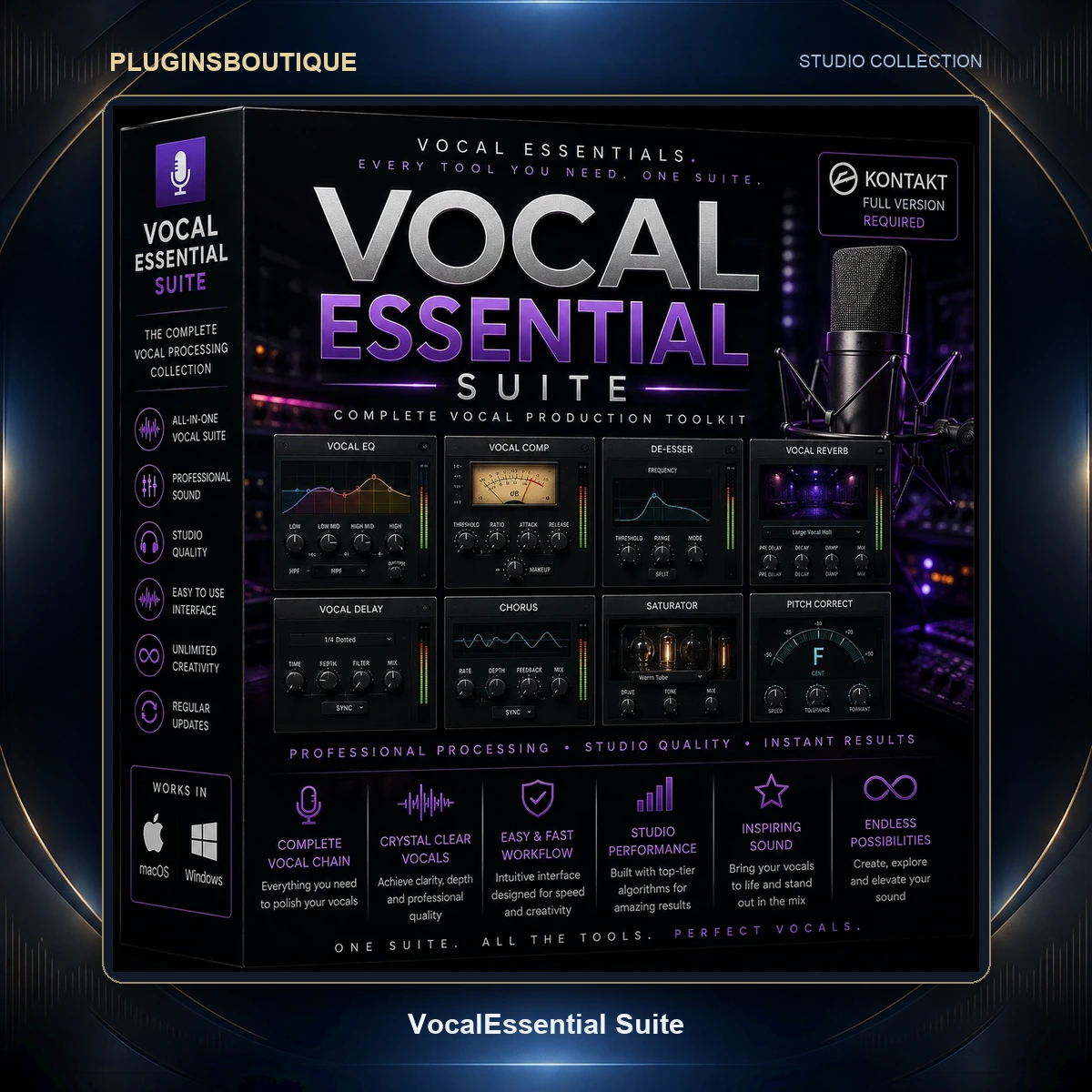VocalEssential Suite – Complete 18 Plugin Vocal Bundle MAC Only VocalEssential Suite – Complete 18 Plugin Vocal Bundle MAC Only