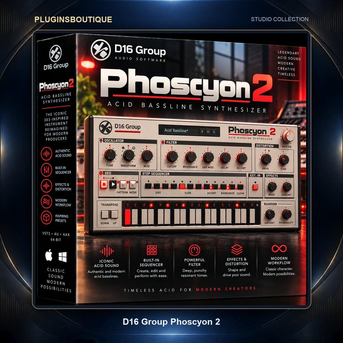 D16 Group Phoscyon 2 – Advanced 303 Acid Bassline Synthesizer D16 Group Phoscyon 2 – Advanced 303 Acid Bassline Synthesizer